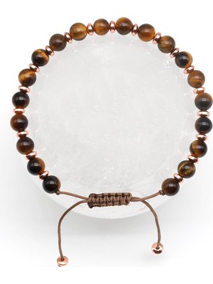 Kaplan Gözü Doğal Taş Makrome Örme Bileklik Küre Kesim