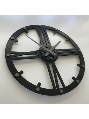 Mediterian Gri ahşap minimalist duvar saati, şık ve zarif geometrik tasarım 40x40 boyut