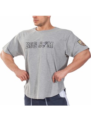 Oversize Gri Spor T-Shirt Big Sam 3154
