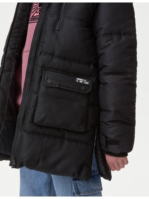 Stormwear: Kapüşonlu Uzun Puffer Şişme Mont (6-16 Yaş)