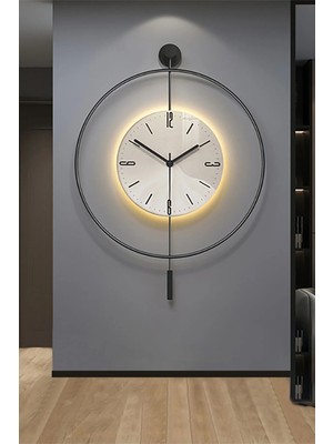 Mediterian Modern siyah metal duvar saati, LED kristal, 60x80 cm, 3 pil ile çalışır