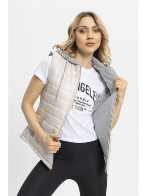 Kadın Penye Kapüşonlu Şişme Yelek 245012 -