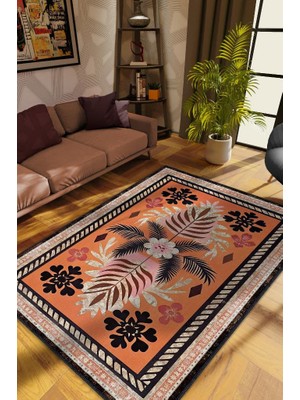 Homshtag Art Deco Bitki Temalı Etnik Desenli Dijital Baskılı Çiçekli Halı
