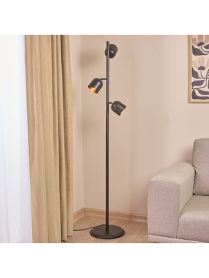 Evidea Lighting 3 Başlıklı Lambader - Siyah - 164 cm