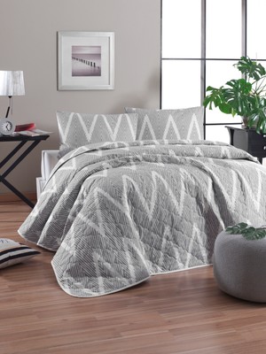 Kapitone Yatak Örtüsü Seti Tek Kişilik Olivia Gri 160X220CM