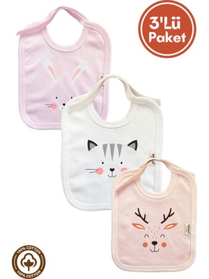 Miniel Bebek Yenidoğan Penye  Pamuklu Hayvan Figürlü 0-3 Ay Bebek Önlüğü 3'lü Set