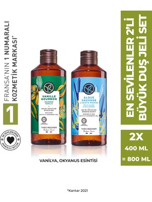 Yves Rocher En Sevilenler 2'li Büyük Duş Jeli Seti 800 ml Vanilya ve Okyanus Esintisi ile Ferahlatıcı Etki SETI-9916823
