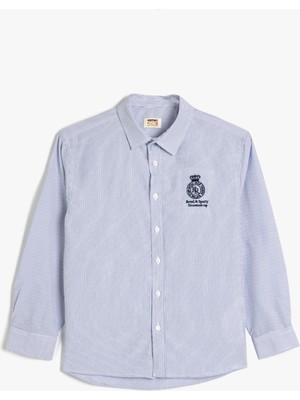 Koton Mavi Uzun Kollu Gömlek Erkek Çocuk İçin Klasik Yaka Regular Fit Günlük Stil