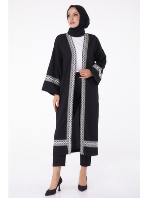 Düz Orta Kadın Siyah Kimono - 13296