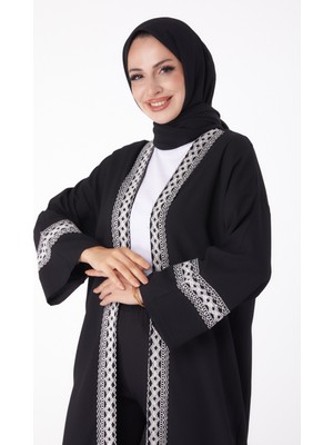 Düz Orta Kadın Siyah Kimono - 13296