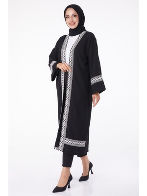 Düz Orta Kadın Siyah Kimono - 13296