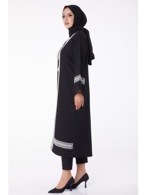 Düz Orta Kadın Siyah Kimono - 13296