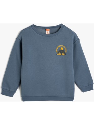 Koton Baskılı Sweatshirt Bisiklet Yaka Uzun Kollu