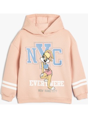 Koton Kız Çocuk Lola Bunny Lisanslı Pembe Sweatshirt Uzun Kollu Kapüşonlu Regular Fit