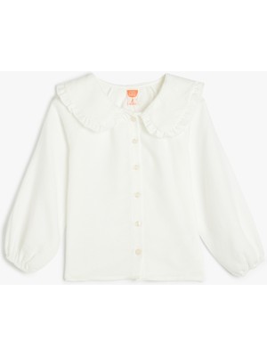 Koton Gömlek Bebe Yaka Uzun Kollu Fırfır Detaylı Düğme Kapamalı