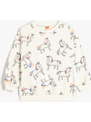 Koton Unicorn Sweatshirt Uzun Kollu Bisiklet Yaka