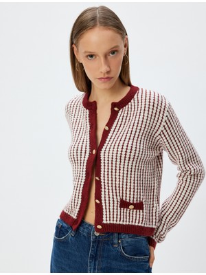 Koton Triko Hırka Bisiklet Yaka Cep Detaylı Düğmeli Uzun Kollu