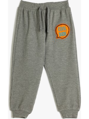 Koton Basic Eşofman Altı Dokulu Beli Bağlamalı Aplike Detaylı