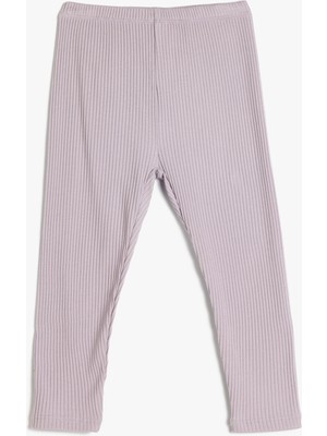 Koton Basic Ribanalı Pamuklu Tayt Beli Lastikli