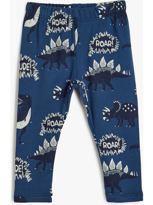 Koton Jogger Eşofman Altı Dinozor Baskılı Beli Lastikli Pamuklu