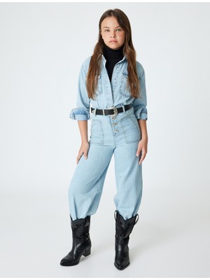 Koton Bol Paça Kot Pantolon Cepli Pamuklu  - Wide Leg Jeans