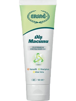 Ersağ Diş Macunu / Karanfil - Okaliptüs - Aloe Vera 100 Ml.