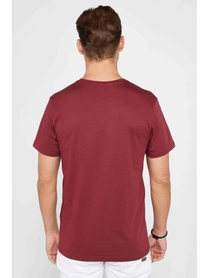 Blacktree Unisex Düz Biskilet Yaka Oversize T-Shirt - Bordo