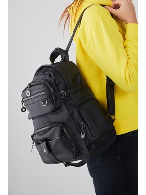 Casual/Günlük Kadın Siyah Sırt Çantası Deri Suni Deri Geri Dönüştürülmüş Metaryal 1'li Su