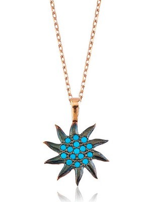 Turtcest 925 Ayar Gümüş Mavi Güneş Kadın Gümüş Kolye