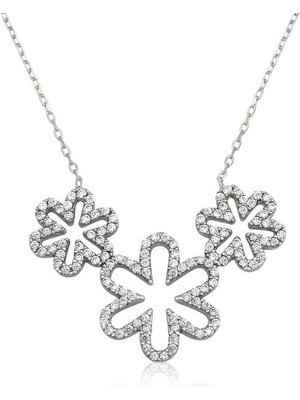 Turtcest 925 Ayar Gümüş Üçlü Papatya Kadın Gümüş Kolye