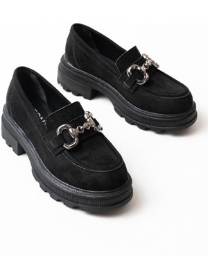 İnfon Ayakkabı Marketi 745-773 Siyah Günlük Yüksek Tabanlı Loafer Ayakkabı