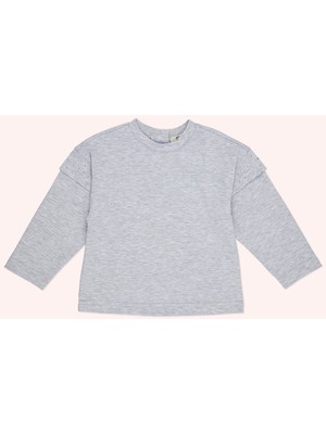 Kız Bebek Uzun Kollu Gri-Melanj Tişört