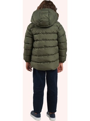 Erkek Çocuk Haki Kapüşonlu Kaban