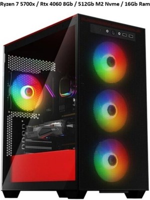 Textus Ryzen 7 5700X / Rtx 4060 8gb / 16GB Ram / 512GB M2 SSD Masaüstü Oyun Bilgisayarı