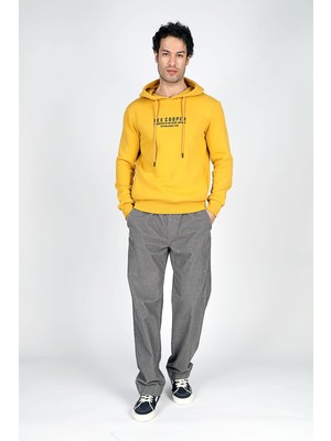 Faust Erkek Kapüşonlu Sweatshirt Hardal