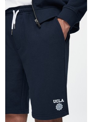 Ucla Randy Lacivert Baskılı Baskılı Standard Fit Erkek Örme Şort