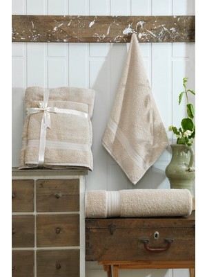 2li Banyo Havlu Seti 90x160cm +50x90cm DS Bej
