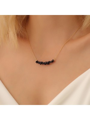 Nox Jewelry 925 Ayar Gümüş Değerli ve Doğal Parlak Flash Mavisi Kum Taşı Kolye - CNS00558