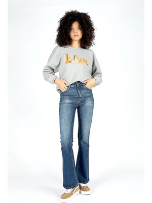 Lee Cooper Luna Yüksek Bel İspanyol Paça Kesim Geniş Paça Mostar Light Kadın Jean Pantolon