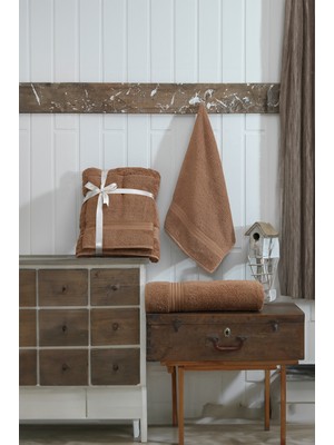 2li Banyo Havlu Seti 90x160cm +50x90cm DS Kahve