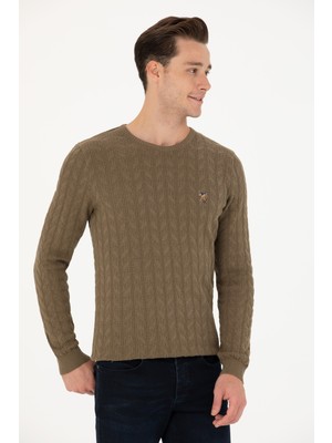 U.S. Polo Assn. Erkek Haki Melanj Triko Kazak 50268940-VR125