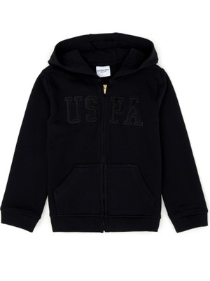 U.S. Polo Assn. Çocuk Siyah Fermuarlı Basic Sweatshirt 50272613-VR046