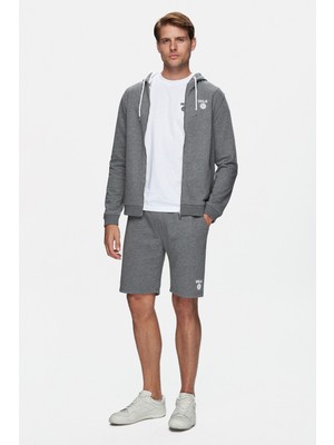 Ucla RANDY Koyu Gri Baskılı Standard Fit Erkek Örme Şort