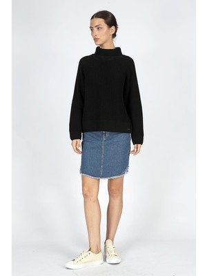 Lee Cooper Pearly Kadın Balıkçı Yaka Triko Kazak Siyah