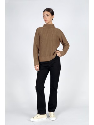 Lee Cooper Pearly Kadın Balıkçı Yaka Triko Kazak Kahverengi