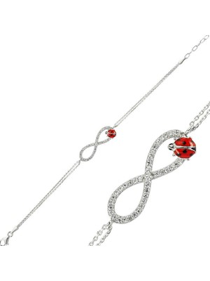 Turtcest 925 Ayar Gümüş Uğur Böceği Sonsuzluk Bileklik