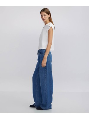 İpekyol Belden Bağlamalı Wide Leg Fit Jean Pantolon