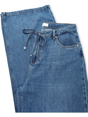 İpekyol Belden Bağlamalı Wide Leg Fit Jean Pantolon