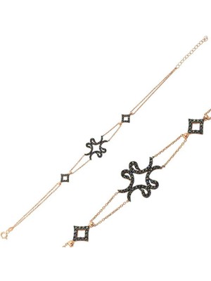 Turtcest 925 Ayar Gümüş Rose Dört Vavlı Bileklik