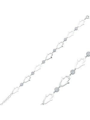 Turtcest 925 Ayar Gümüş Fatma Ana Eli Bileklik